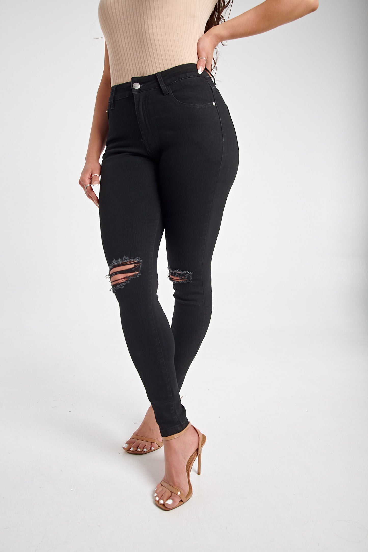 Black Ripped Knee Skinny Jeans