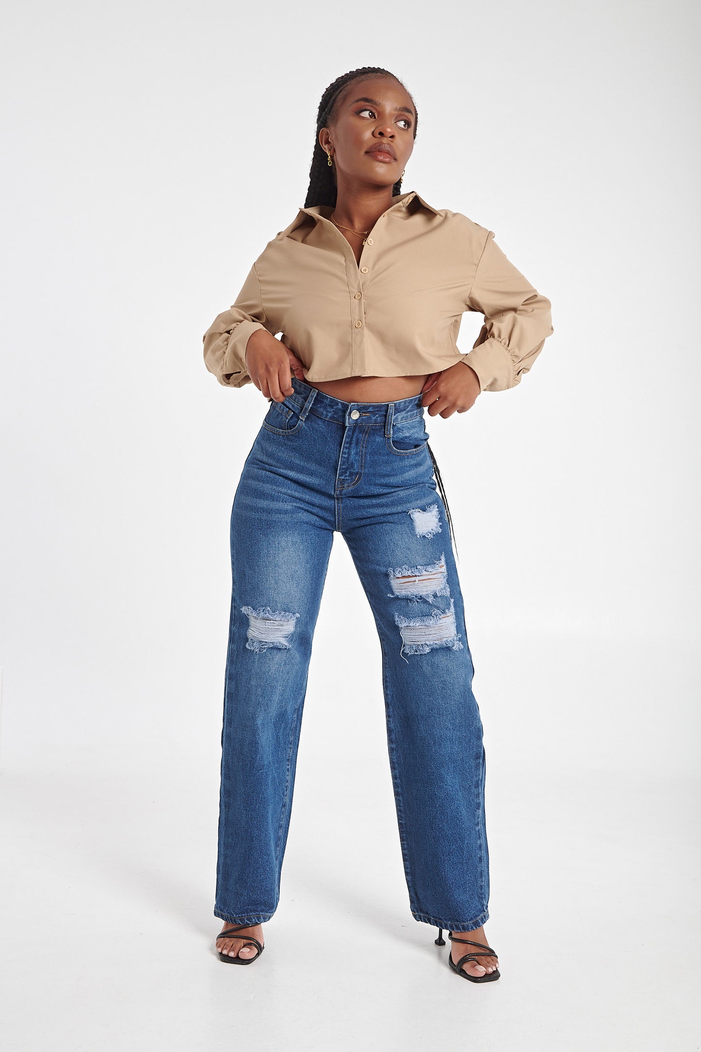 Zoey Dark Blue Wash Boyfriend Jeans