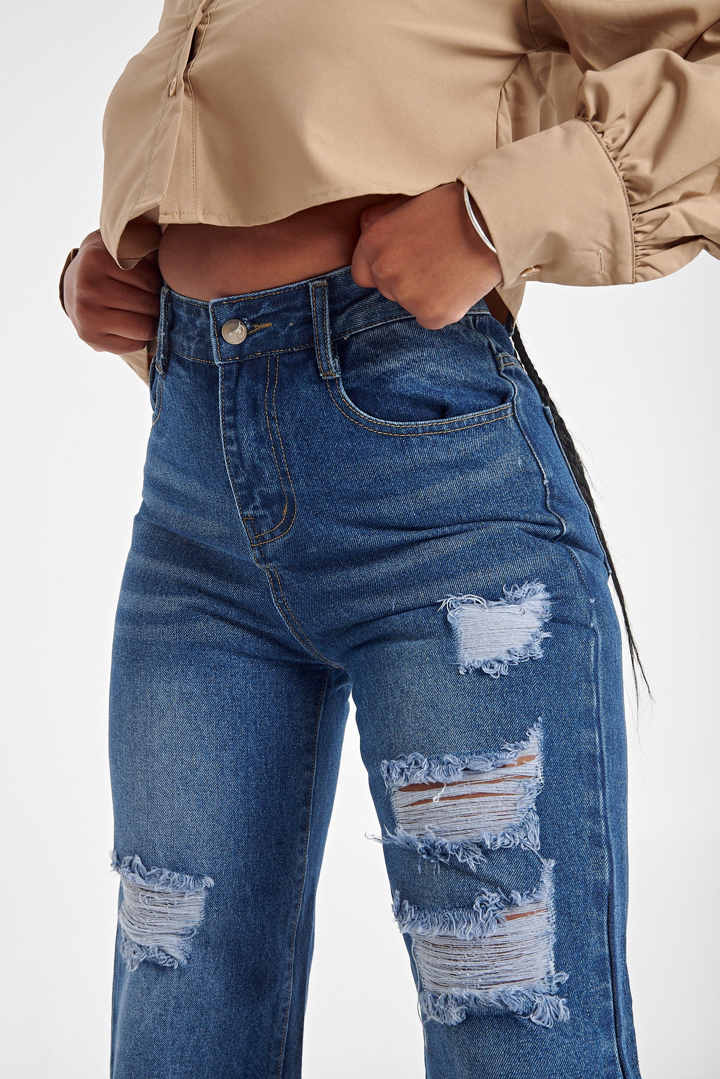 Zoey Dark Blue Wash Boyfriend Jeans