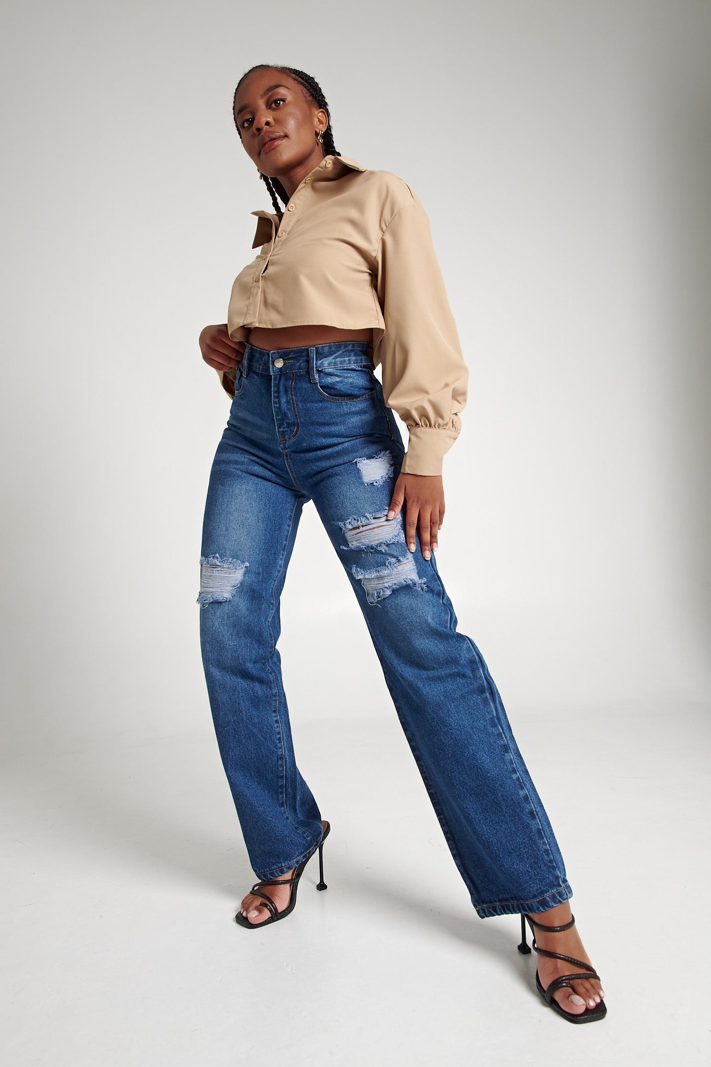 Zoey Dark Blue Wash Boyfriend Jeans